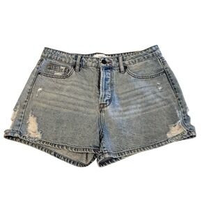 HIDDEN‎ Distressed Denim Shorts Light Wash Cutoff Raw Hem Women's Size L